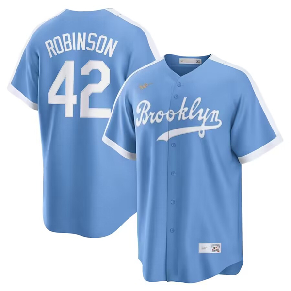 Los Angeles Dodgers #42 Jackie Robinson Light Blue Cool Base Stitched Jersey - Click Image to Close